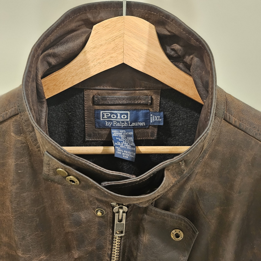 VTG Polo by Ralph Lauren Men's Brown Leather Field Jacket XL